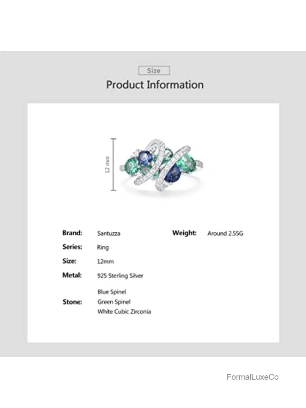 925 Sterling Silver Cluster Ring Green Spinel CZ Statement Spinner